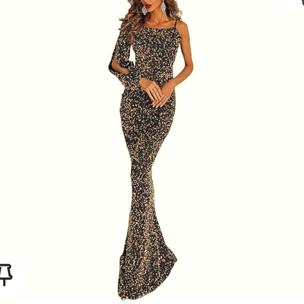 Miss ord one shoulder sequin mermaid long formal gown